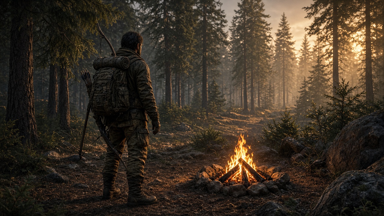 Ember: северный лес, костёр и странник
